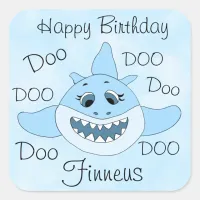 Happy Birthday Personalized Baby Shark Square Sticker