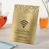 Glittery Gold Foil WiFi Network and Password Pedestal Sign