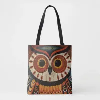 Owl Face Ethnic Art Tote Bag