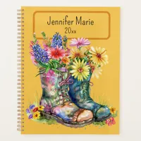 Flowers in Boots Personalize with Name, Year Plann Planner