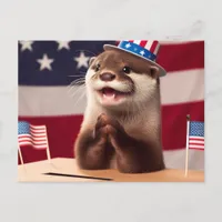 Adorable Otter Patriotic Vote Ballot Box Postcard