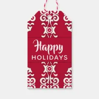 Elegant Festive Red and White Happy Holidays  Gift Tags