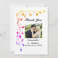 Colorful Floral Vines with Photo Thank You Card