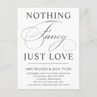Nothing Fancy Just Love Wedding Announcement Postc Postcard