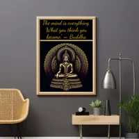 Calm gold Buddha in meditation Poster