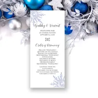 Blue Snowflake on White Winter Wedding Program