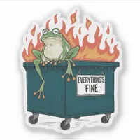 Everything's Fine Frog Dumpster Fire Vinyl Sticker