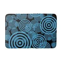 Hypnotizing circles - blue bath mat