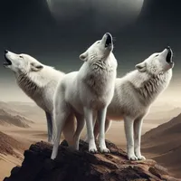 W2A 3 Wolves Howling at Moon Wilderness is Calling