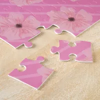 Pink Flowers And Stripes Jigsaw Puzzle