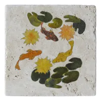 Stone Trivet - Lily Pond and Koi