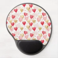 Valentine's Pink Red and Gold Heart Balloons  Gel Mouse Pad