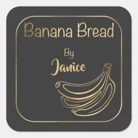 Charcoal And Gold Luxurious Banana Bread Label