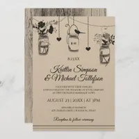 Rustic Mason Jar Wood Kraft Wedding Invitations