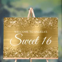 Glittery Gold Foil Sweet 16 Acrylic Sign