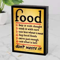 [Food - Don't Waste It] WWI Color Lithograph Black Wooden Box Sign