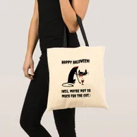 Happy Halloween Cat Headless Dripping Blood Tote Bag