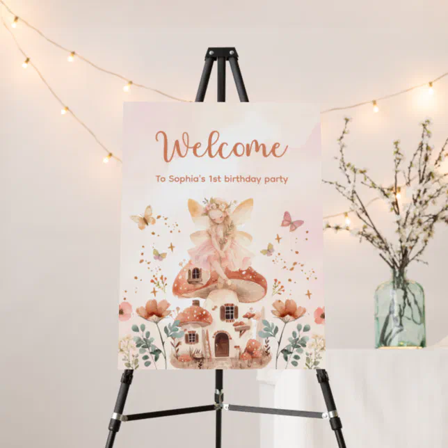 Enchanted Forest Fairy Girl Birthday Welcome sign