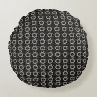 Intricate Black and White Floral Illustration Round Pillow