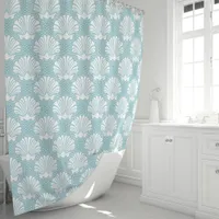 Sky Blue Seashell Shower Curtain