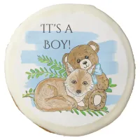 It's a Boy, Fox and Teddy Bear Baby Shower Sugar Cookie