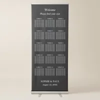 Elegant Black 15 Table Wedding Seating Chart Retractable Banner