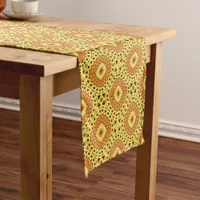 Ethnic Yellow & Orange Mosaic Geometric Pattern Short Table Runner