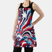 Red, White and Blue Patriotic Fourth of July  Apron