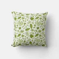 Green Tropical Jungle Leaf Print Throw Pillow