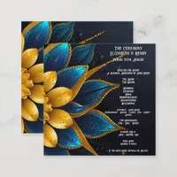 Elegant Sapphire and Gold Floral Wedding Enclosure Card