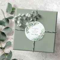 Eucalyptus Greenery Geometric Watercolor Wedding Classic Round Sticker