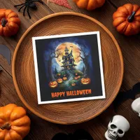 Halloween Haunted House with Pumpkins Party Napkins