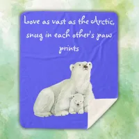 Polar bear mom with her cub | sherpa blanket