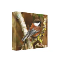 Cute Chestnut-Backed Chickadee on the Pear Tree Canvas Print
