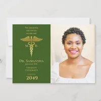 Medical Doctor MD RN Nurse Graduation GREEN Photo Invitation