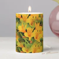 Lily of the Incas Yellow Alstroemeria Flowers Pillar Candle