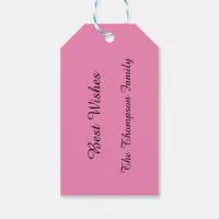 Pink Flowers And Stripes Personalized Gift Tags