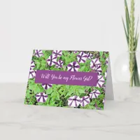 Will you be my Flower Girl Purple Petunias Card