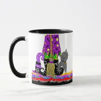 Witch's Brew Black Cat, Witch and Broom  Mug