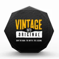 Vintage Original Black Leather Birth Year Acrylic Award