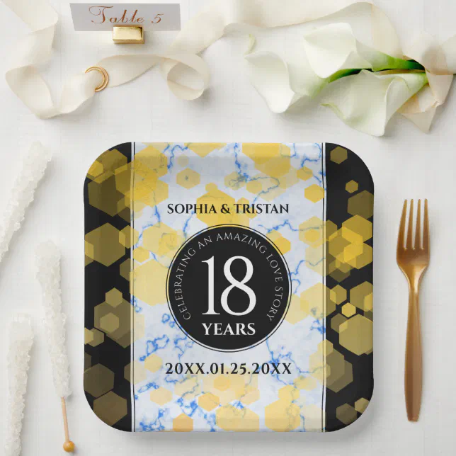 Elegant 18th Porcelain Wedding Anniversary Paper Plates