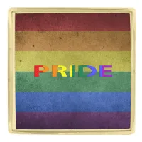 LGBT Rainbow Pride Flag Retro Style Gold Finish Lapel Pin