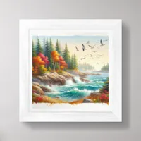 Fall Coastal Beach Art for Small Spaces Framed Art