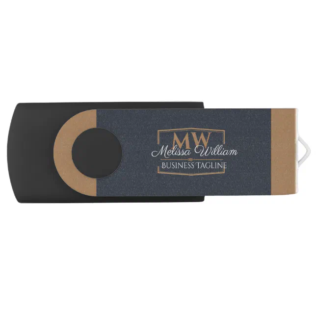 Black Gold Monogram Flash Drive