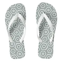 Grey Nested Hexagons Flip Flops