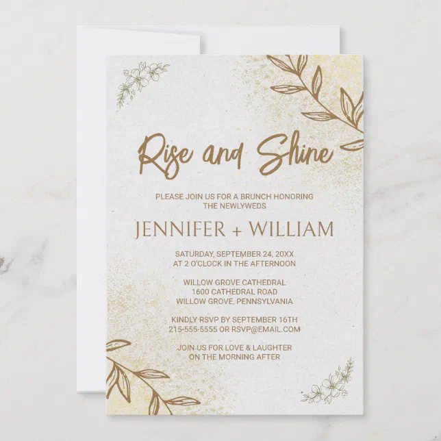 Gold And Cream Elegant and Delicate Rise and Shine Invitation