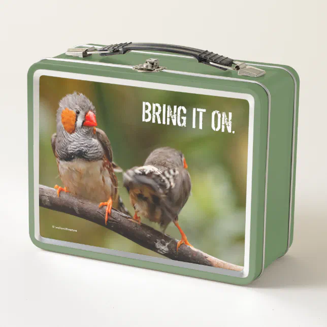 A Cheeky Pair of Zebra Finch Songbirds Metal Lunch Box