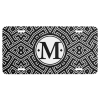 Geometric Pattern Monogram Black and White ID149 License Plate