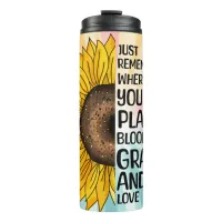 Inspirational Quote and Hand Drawn Sunflower Thermal Tumbler