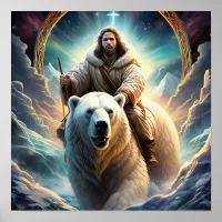 (AI Generated ) Jesus on a polar bear  Poster